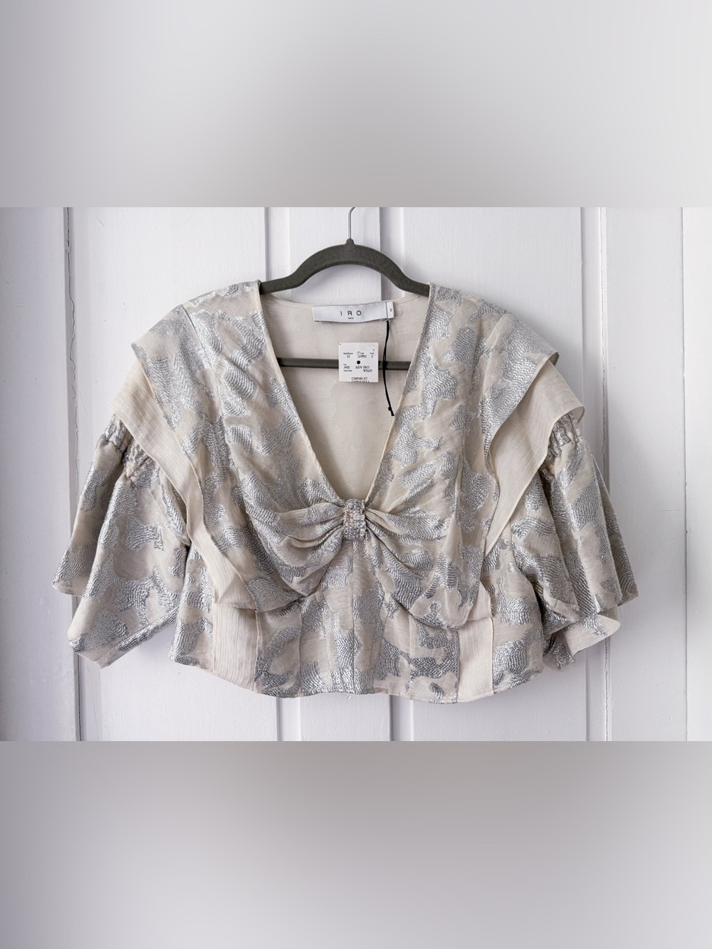 IRO NWT metallic Ruffled blouse